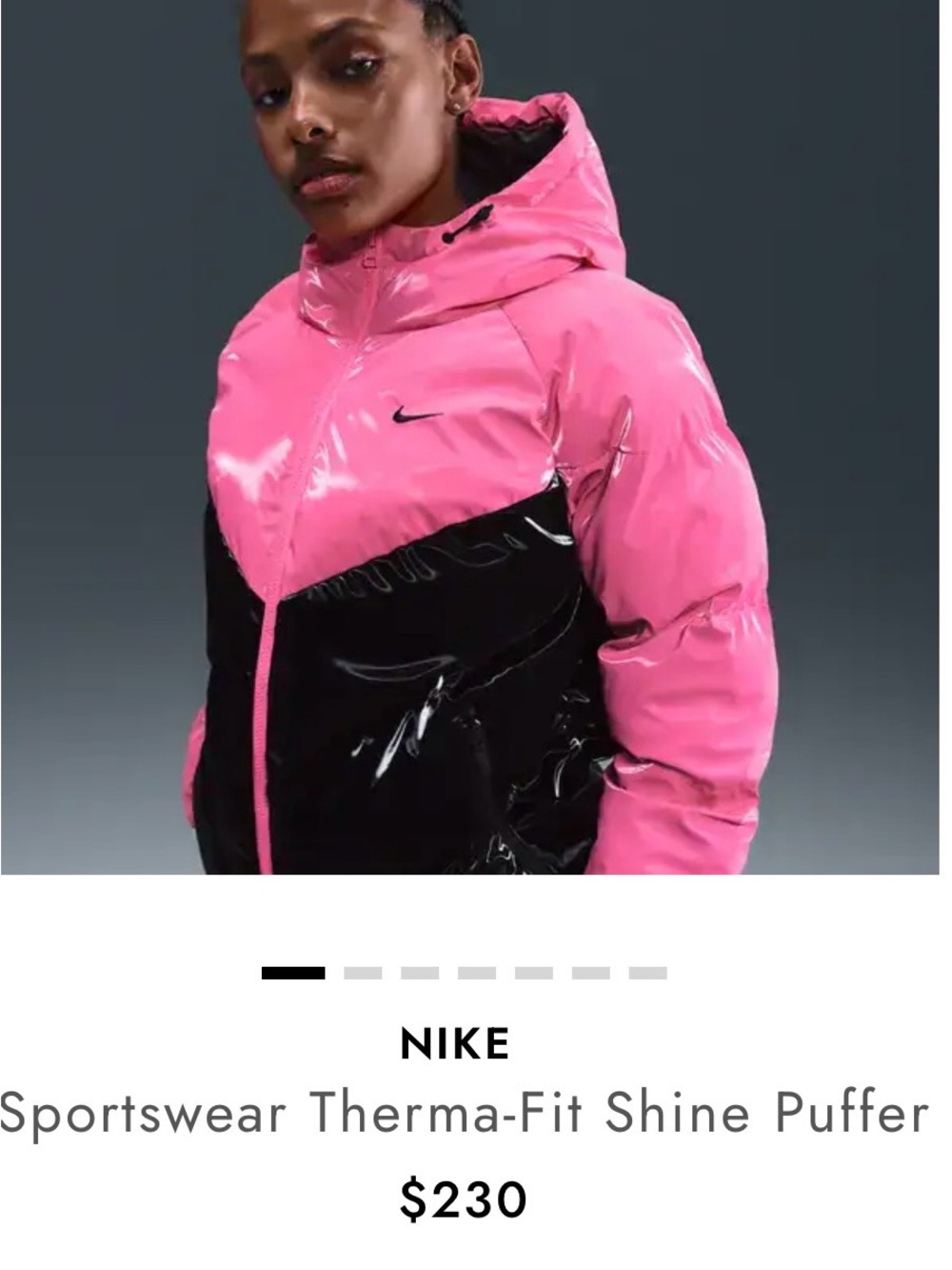 Nike Therma-Fit Shine Puffer Jacket - Pink and Black